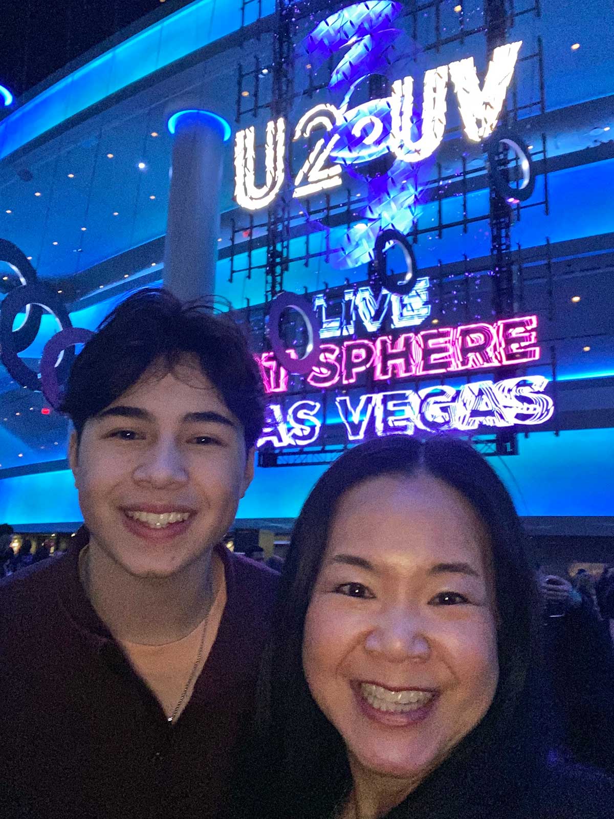 Cindy and son at Las Vegas Sphere U2 E and Me.